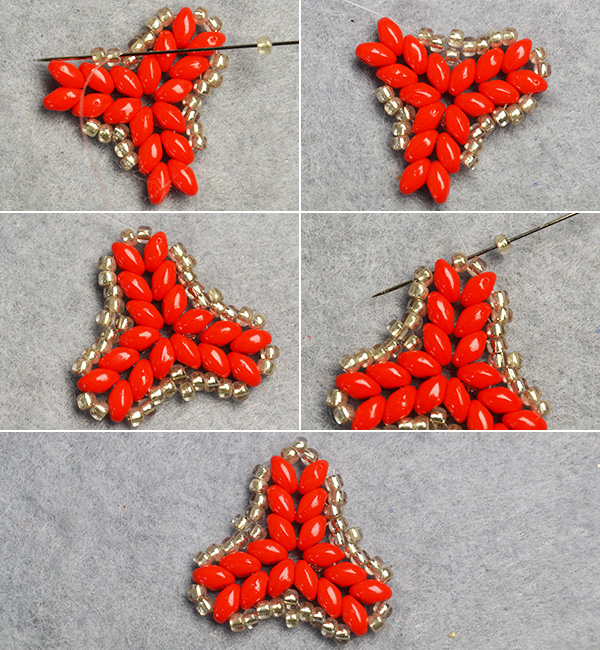 Pandahall Tutorial on How to DIY Red 2-Hole Seed Beads Earrings with Silver Seed Beads (6)